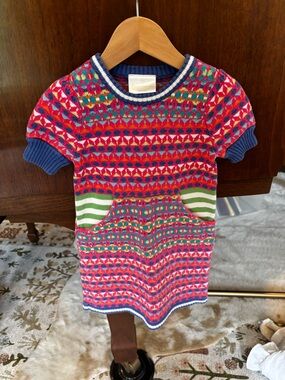 Hanna Andersson Multicolored Short Sleeve Sweater Dress